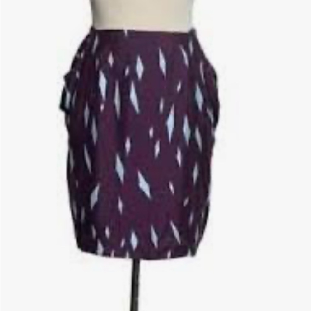 Eliot silk mini plum diamond‎ print geometric skirt size 4 pockets